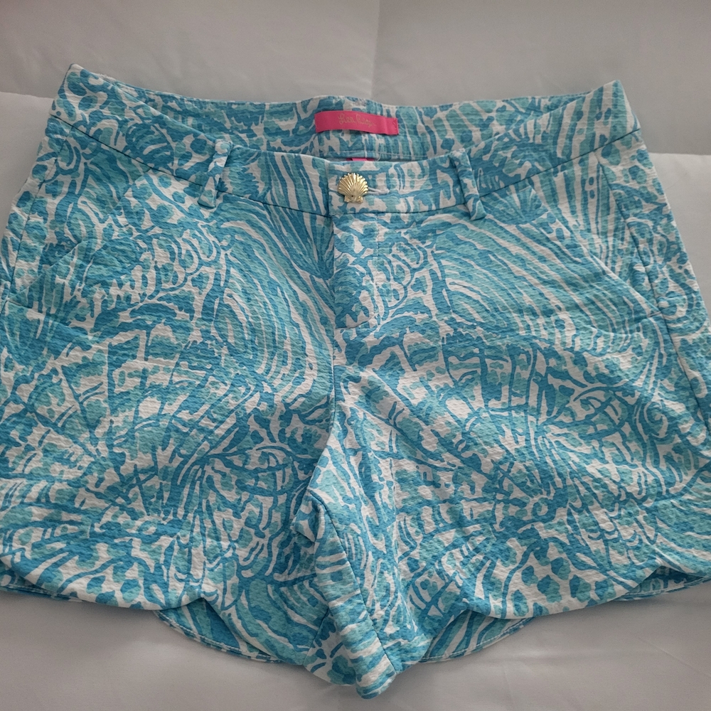 Lilly Pulitzer Turquoise Patterned High Waist Shorts